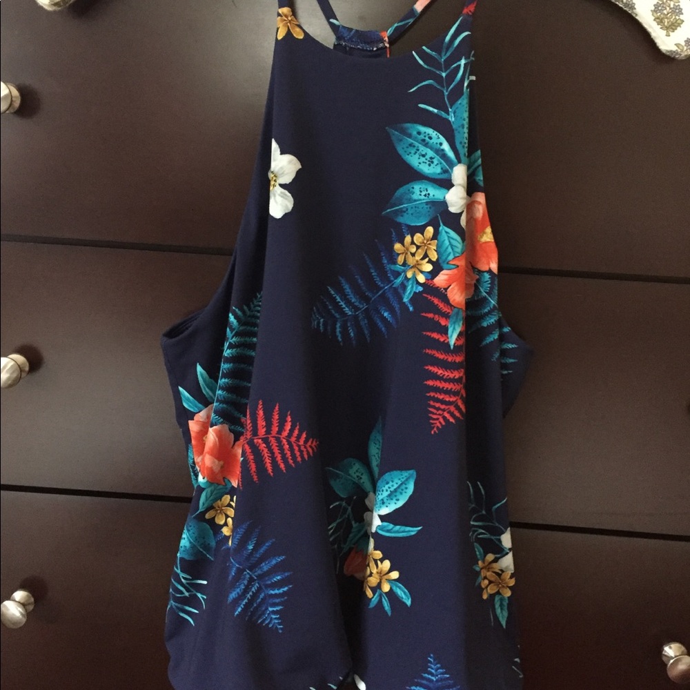 Express Floral Navy Tank